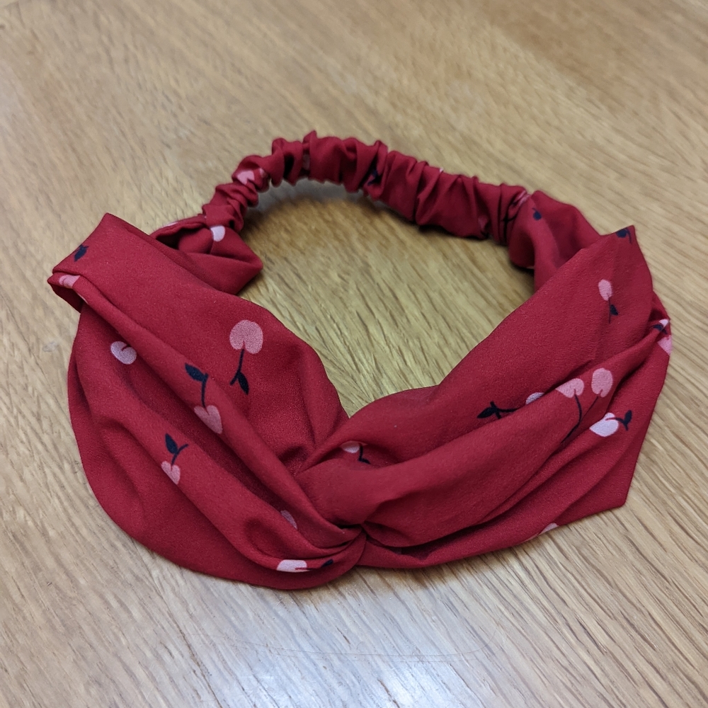 LOFT red cherry twist elastic headband